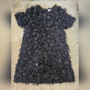 Zara Black Textured Sequin Girls Dress Sz 8 Elegant, Fun, Stylish